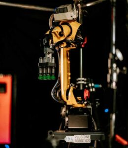 A vision-guided robot attached to arm to aid in the picking of parts.