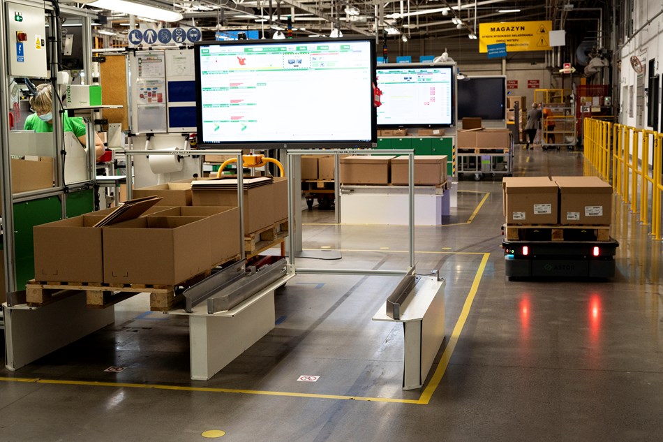 Autonomous Mobile Robots in warehouse. 
